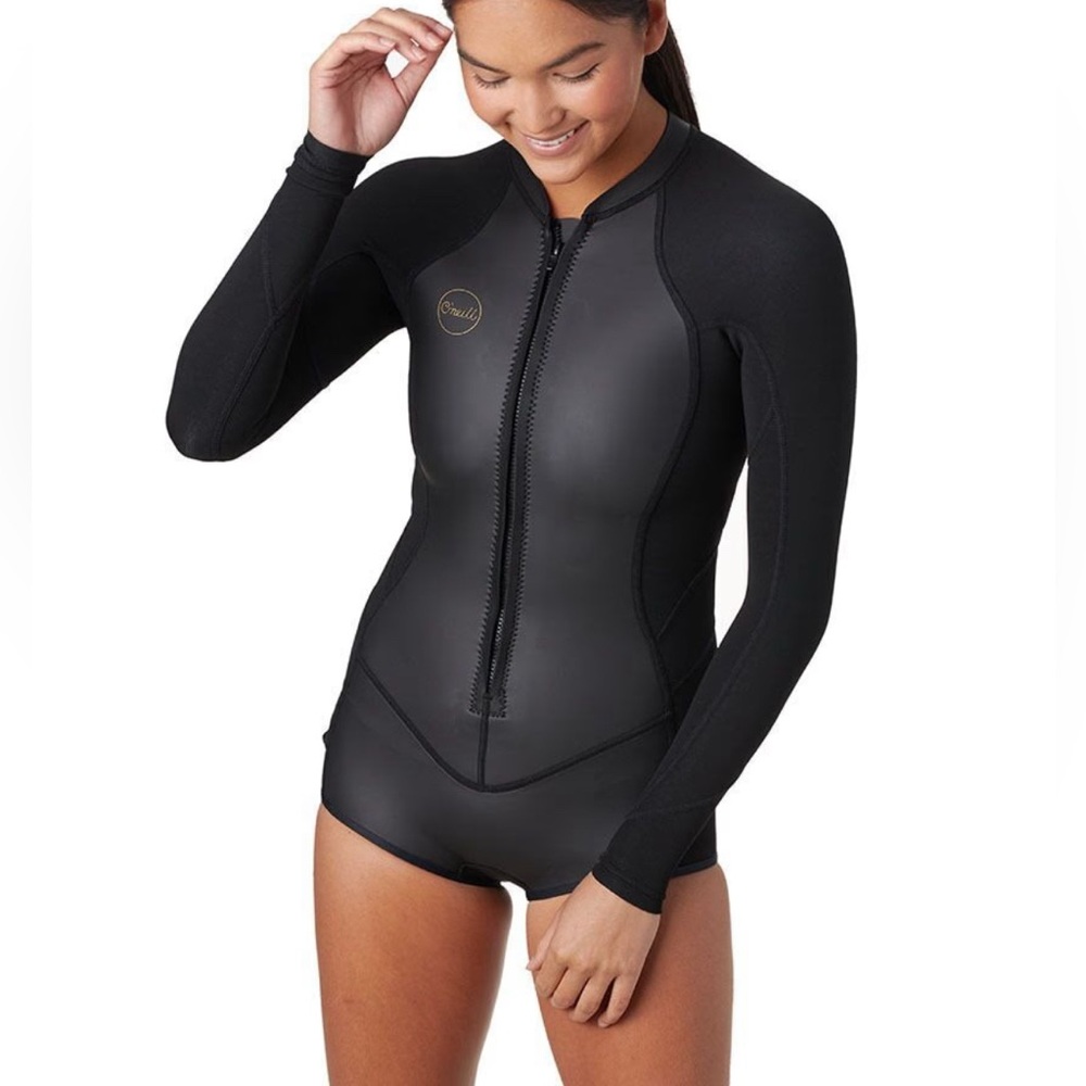 O’Neill Bahia zip front surf suit wetsuit springsuit Black size 10